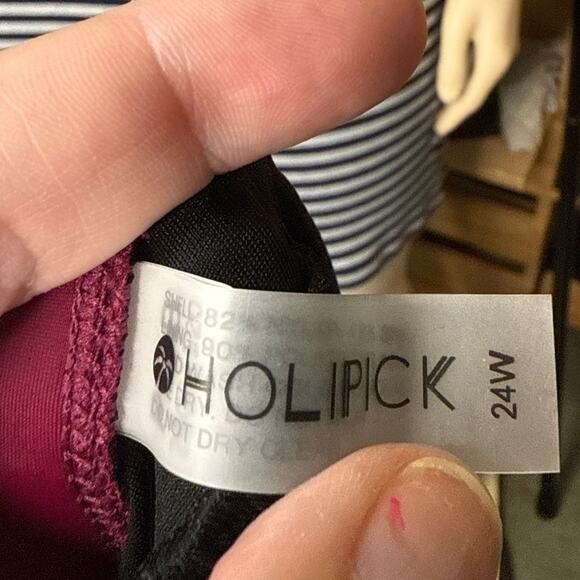 Holipick Shorts Style Swim Bottom Size 24W in Black With Burgundy Trim - Picture 3 of 6